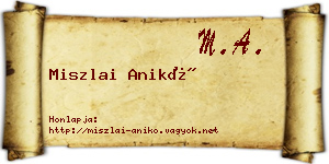 Miszlai Anikó névjegykártya
